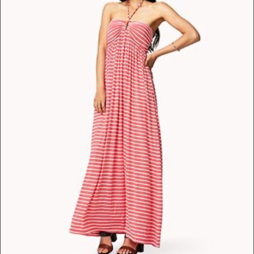 Forever 21 Halter Maxi pink Dress
